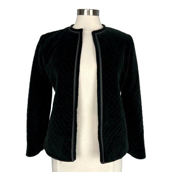 Vintage Joseph Picone Saks Fifth Avenue Black Velvet Quilted Jacket Open size 12 - Picture 1 of 10